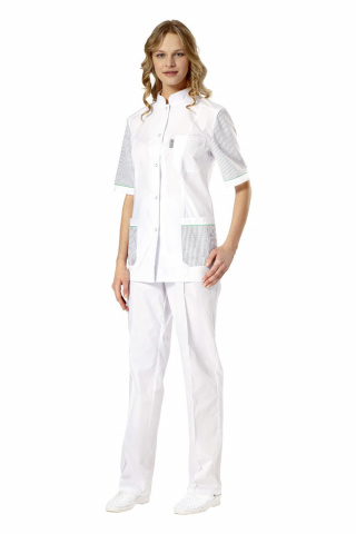 ПРЕМИУМ, медицинский костюм женский белый